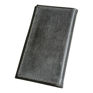 VTG Gray Leather CHECKBOOK COVER Pen Holder Card Slip 7x4 Sturdy Cowhide WALLET